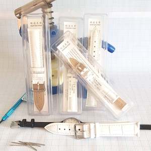 Coloured Leather Watch Straps White or Red