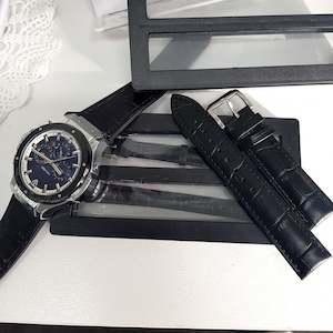 Premium Leather Watch Straps Black Croc VBLC