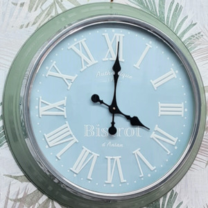 Clock Wall Metal Vintage Green Station Style 600mm