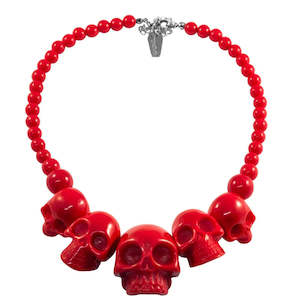 Accessories: Skull Necklace Red