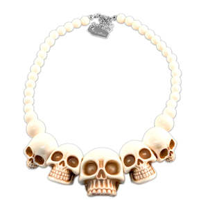 Accessories: Skull Necklace Bone White