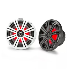 Electronics: Kicker LED Series 8 inch 2-Way Coaxial Marine Speakers - White and Charcoal