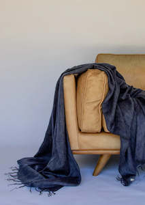 Cushions And Bedding: Blanket / Wool + Cotton Blend / Midnight