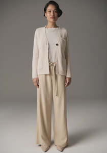 Pol: Signe Tee Long Sleeve | White|Khaki