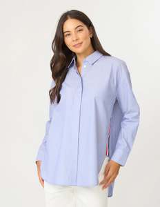 All: Stella + Gemma - Casino Shirt | Blue|White Mini Stripe
