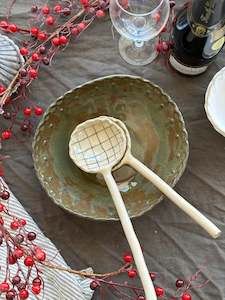 Ceramic: Beaded Serving Bowl |Smokey Green