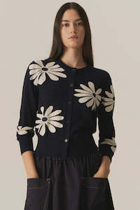 Clothing: Lask Daisy Cardigan | Ink/Ecru