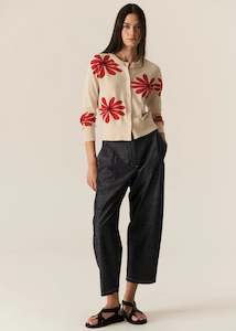 Pol: Lask Daisy Cardigan | Ecru/Red