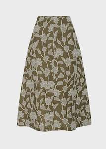 Hugo Skirt - Khaki Embroidery