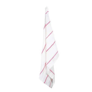 Woven Stripe Tea Towel Off-White & Red