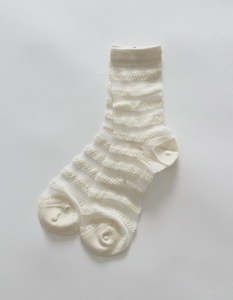 White Crochet Stripe - Socks