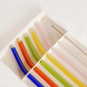 New: Reusable Glass Straws S6 | Long Bend Multi Colour