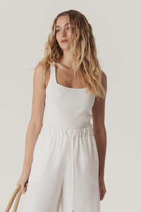 Sale: Cable | Crepe Ribbed Knit Tank | White