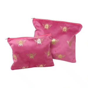 Velvet Bee Toilet Bag | Pink/Gold
