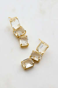 Talia Earring | Clear Gold Crystal