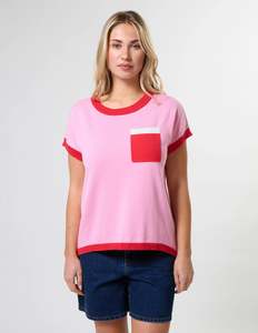 Laneway Top Pocket Pink + Red