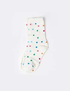 White w Rainbow Spots Socks