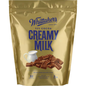 Whittaker's Creamy Milk 33% Cocoa Milk Chocolate Pips 2kg