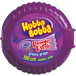 Hubba Bubba Groovy Grape Tape Bubble Gum 180cm 12 x 56g