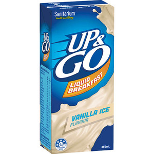 Up Go Sale: Up & Go Vanilla Ice Flavour Liquid Breakfast 12 x 350ml