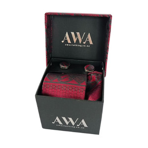 Small Accessories: Awa Clothing Boxed Tie Set Red