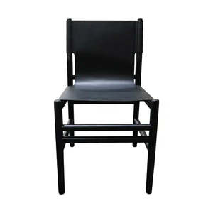 Harrison Dining Chair -Black + Black Leather