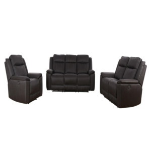 Lounge Suite: Glasgow Electric Reclining Lounge Suite - Charcoal