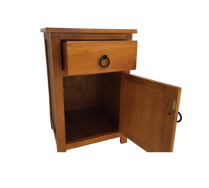 Bedside Tables: Tina 1 Drawer 1 Door Bedside Table – Warm Honey