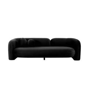 Sofa: Seattle 3 Seat Sofa - Black Velvet
