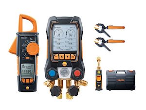 Manifold: Smart digital manifold with wireless vacuum and clamp temperature probes plus clamp meter | Testo 570s