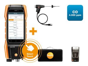 Flue Gas Analyser Set (O2, CO up to 4,000 ppm) with Printer - Testo 300