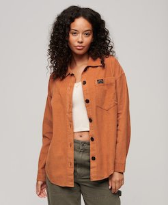 Womens Shirts: Superdry Chunky Cord Overshirt - Burnt Tan