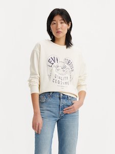 Womens Sweater: Levi's Graphic Signature Crew - Eagle Egret