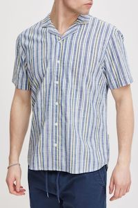 Blend: Blend Short Sleeve Stripe Shirt - Navy Peony