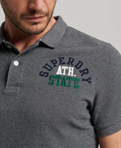 Polos: Superdry Superstate Polo - Rich Charcoal Marle
