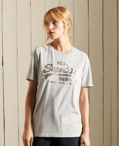 Sale: Superdry Vintage Logo Boho Sparkle Tee- Grey