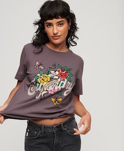 Superdry ﻿Tattoo Script Graphic Tee - Rock Grey