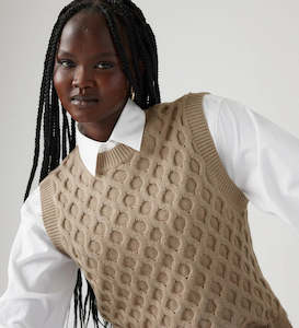 Womens Sweater: Levi's Bluebell Cable Sweater Vest - Mid Oatmeal