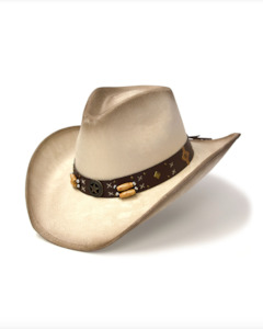 Cowboy Hats: Buff Suede Finished Pinch Front Cowboy Hat