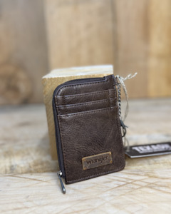 Handbags Purses: Wrangler Mini Zip Card Case - COFFEE
