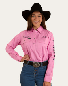 Ladies Shirts: Ringers Western: Women's Jillaroo Work Shirt - Pastel Pink / Navy