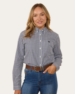 Ringers Western: Ladies Davidson Gingham Dress Shirt -  Navy