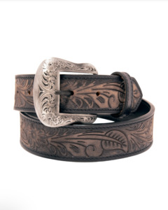 Tooled Top Grain Leather Belt