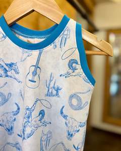 Kids Youth Clothing: Little Foxes: Blue Western Tank