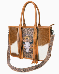 Handbags Purses: O'HLAY: Tooled Leather Tote Bag