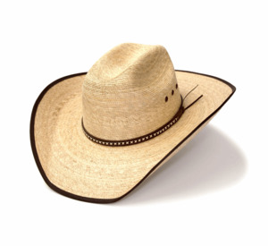 Cowboy Hats: Palm Straw Hat, with Brown Trim