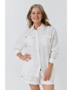 Do Not Remove: Ringers Western: Woman's "Celine" Oversized Linen Shirt - White