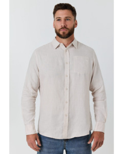 Ringers Western: Mens "Fieldstone" Linen Shirt - Sand