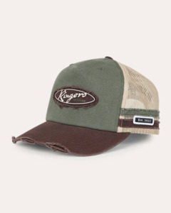 Ringers Western: Worn Out Deep Fit Trucker Cap - Army/Chocolate