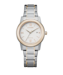 Citizen: Citizen Ladies Rose Gold Plated White Face Watch 100m Water Resistant FE1226-82A